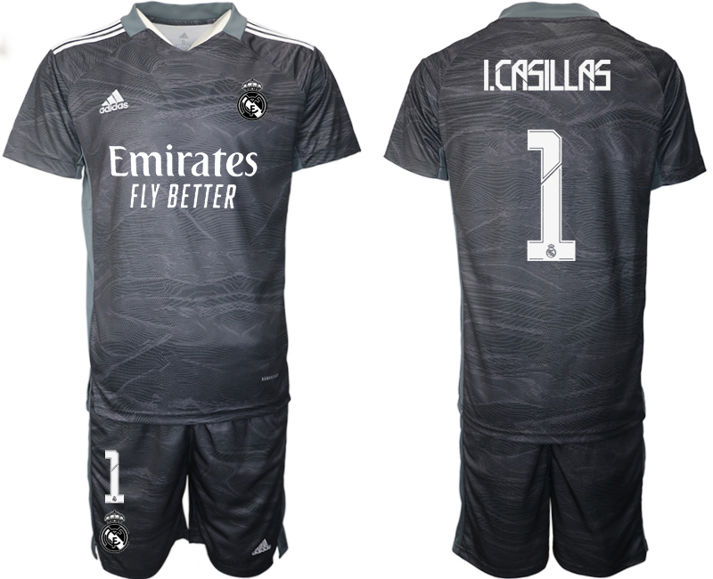 Men 2021-2022 Club Real Madrid black goalkeeper #1 Soccer Jerseys